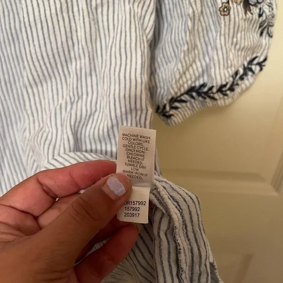 JJILL STRIPED BLUE AND WHITE EMBROIDERED DRESS - Picture 6 of 6